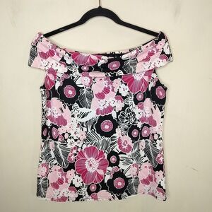 Carducci Vtg Floral Top Off Shoulder Stretch Made in USA